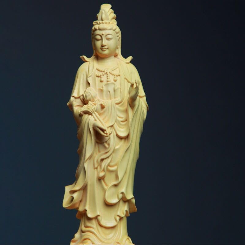 Amazon｜木彫仏像 彫刻 ツゲ 柘植 阿弥陀三尊 西方三聖 立像
